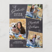 Casual Rustic 3 Afstuderen fotoalkboard Uitnodiging Briefkaart (Voorkant)