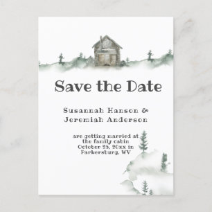 Casual rustieke familie hut Save the Date Aankondigingskaart