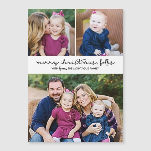 Casual Script 3 Foto Magnetische Kerstvakantie (Voorkant)