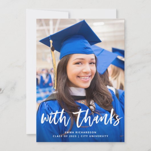 Casual script en Afstuderen foto Bedankkaart (Voorkant)