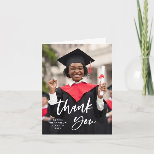 Casual script en foto's | AFSTUDEREN Bedankkaart (Voorkant)