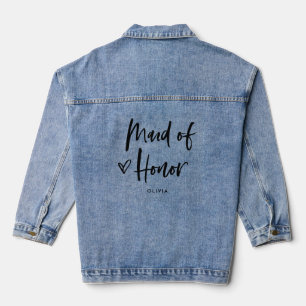 Casual script en hart   Chique Maid of Honor Denim Jacket