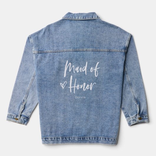 Casual script en hart | Chique Maid of Honor Denim Jacket (Achterkant)