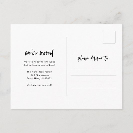 Casual Script | Faire-part simple de déplacement p (Dos)