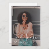 Casual script Faux Vellum Photo Afstuderen Aankondiging (Voorkant / Achterkant)