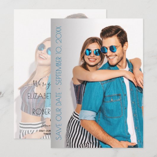 Casual Script-fotobruiloft slaat de datum op Save The Date (Voorkant / Achterkant)