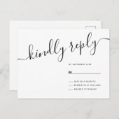 Casual Script Kindly Reply Wedding RSVP Briefkaart (Voorkant / Achterkant)