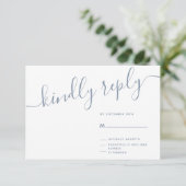 Casual Script Kindly Reply Wedding RSVP Kaartje (Staand voorkant)