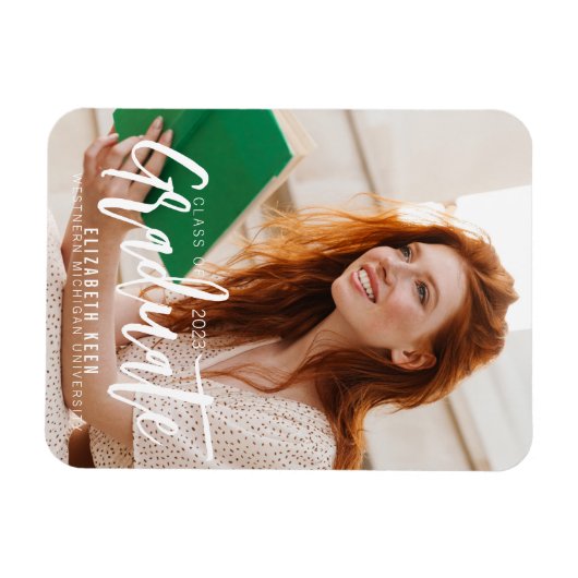 Casual Script | Magnet de Faire-part de diplôme (Horizontal)