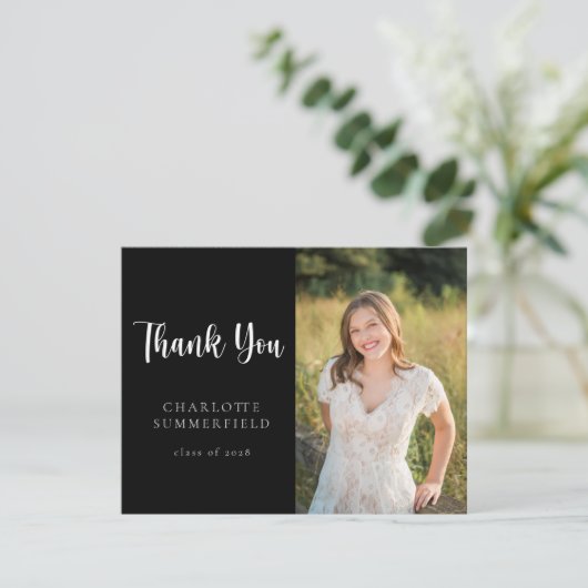 Casual Script Modern Afstuderen Dank je kaart (Staand voorkant)