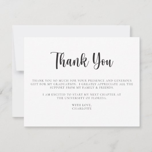 Casual Script Modern Afstuderen Dank je kaart (Achterkant)