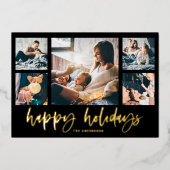 Casual Script Multi Photo Grid | PRETTIGE FEESTDAG Folie Feestdagenkaart (Voorkant)