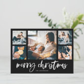Casual Script Multi Photo Grid | Vrolijk kerstfees Feestdagenkaart (Staand voorkant)