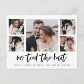 Casual script Multi Photo Wedding Announding Briefkaart (Voorkant)