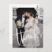 Casual script overlay twee foto bruiloft dank u briefkaart (Voorkant / Achterkant)