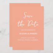 Casual Script Peach Typografie Trouwen Save The Date (Voorkant / Achterkant)