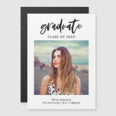 Casual Script Photo-aankondiging magnetisch Afstud Magnetische Uitnodiging (Voorkant / Achterkant)