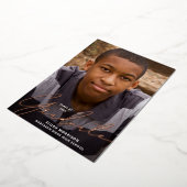 Casual Script Roos Gold Foil Foto Afstuderen Folie Uitnodiging (Gedraaid)