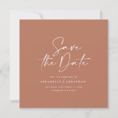 Casual script terracotta typografie bruiloft behal save the date (Voorkant)