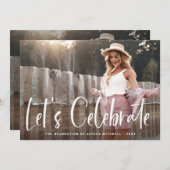 Casual Script | Twee foto afstudeerfeest Kaart (Voorkant / Achterkant)