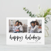 Casual script twee fotoraster | PRETTIGE FEESTDAGE Feestdagenkaart (Staand voorkant)