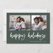 Casual script twee fotoraster | PRETTIGE FEESTDAGE Feestdagenkaart (Voorkant)