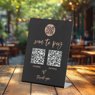 Casual Script   Twee manieren om scanbare QR-code  Reclamebord Met Voetstuk