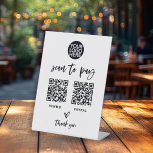 Casual Script Twee manieren om scanbare QR-code Reclamebord Met Voetstuk