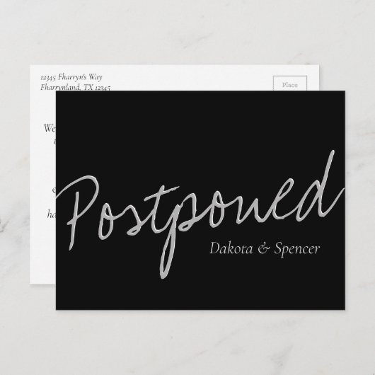 Casual Script | Zwarte Grijze buitenwijding Briefkaart (Voorkant / Achterkant)
