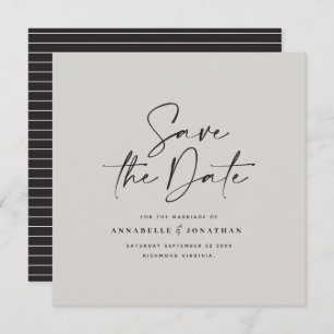 Casual script zwarte grijze typografie bruiloft save the date
