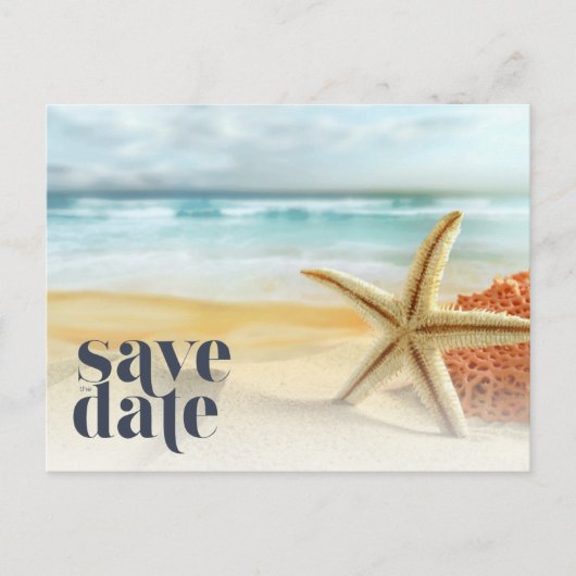 Casual Starfish Beach Bruiloft Save the Date Aankondigingskaart (Voorkant)