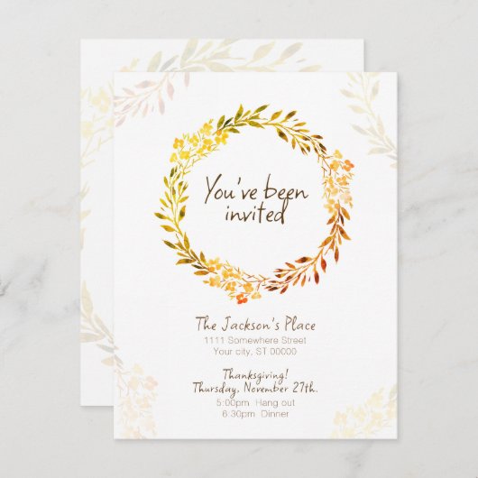 Casual Thanksgiving Invitation - Make it your own (Devant / Derrière)