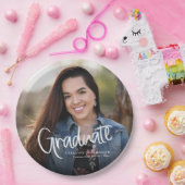 Casual Trendy Script Afstuderen Foto Papieren Bordje (Feest)