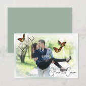 Casual trouwfoto Velum edged vlinder Bedankkaart (Voorkant / Achterkant)