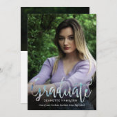 Casual Typografiescript 2-Foto Afstuderen Invita Kaart (Voorkant / Achterkant)