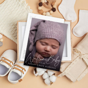 Casual Welkom nieuwe baby foto Aankondigingskaart