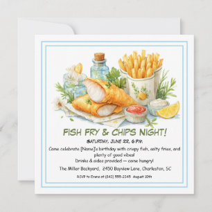 Casual zeevruchten - Fish Fry & Chips Verjaardag Feestdagenkaart