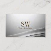 Casual zilveren gebogen decor met Monogram Classy Visitekaartje (Voorkant)