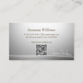 Casual zilveren gebogen decor met QR-code Modish Visitekaartje (Achterkant)