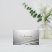 Casual zilveren gebogen decor met QR-code Modish Visitekaartje (Staand voorkant)