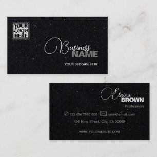 Casual Zwart Grijs Sprinkle Glitter Stippen met Lo Visitekaartje