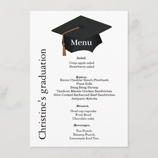 Casual zwart-wit het partijmenu van de Graduatie v Menu (Voorkant)