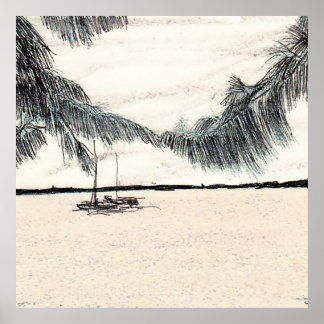 Casuarina-bomen, Long Island Bahama's Poster
