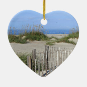 Caswell Beach, NC Land en Seascape Keramisch Ornament
