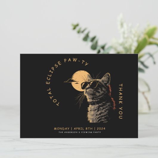 CAT 2024 Totale zonneverduistering kijkfeest Invi Bedankkaart (Staand voorkant)