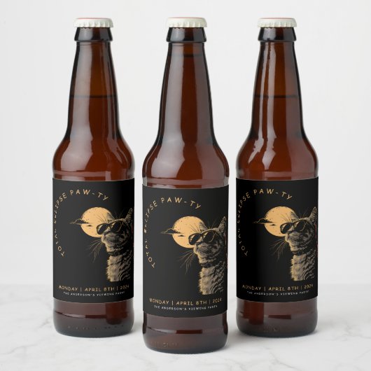 CAT 2024 Totale zonneverduistering kijkfeest Invi Bier Etiket (Flessen)