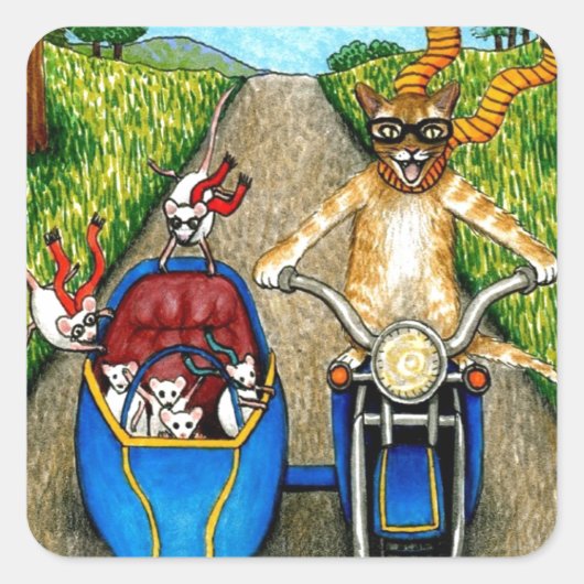 Cat 384 vierkante sticker (Voorkant)