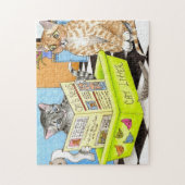 Cat 464 grappige badkamerkunst legpuzzel (Verticaal)