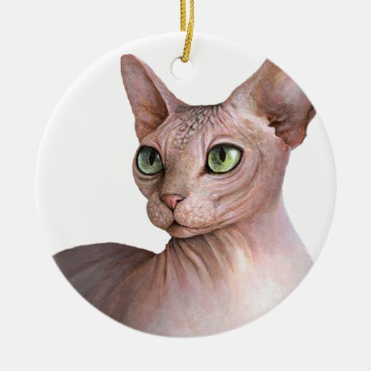 Cat 578 Sfynx white background Keramisch Ornament (Voorkant)