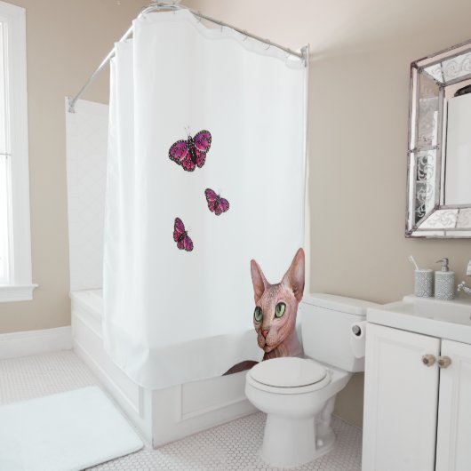 Cat 578 Sphynx Sphinx Douchegordijn (In situ)